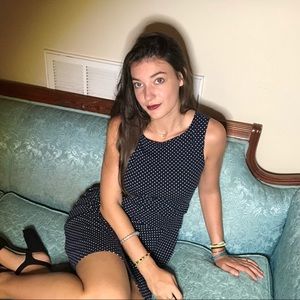 Ann Taylor poka-dot navy dress